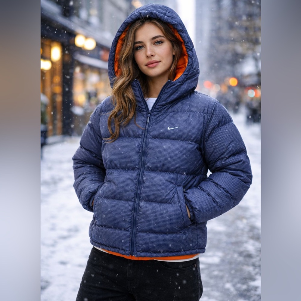 Nike Retro Grey Tag Puffer Jacket Women's Sz M Men's Small Unisex.